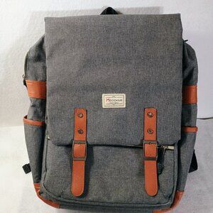 EUC: Modoker Laptop Backpack 15.6" Gray Vintage Style USB Port Travel Commute